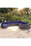 10 Piece Garden Lounge Set with Cushions Poly Rattan Grey
