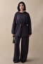 Anthracite Double Suit with Gathered Waist