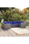 6 Piece Garden Lounge Set with Cushions Poly Rattan Grey