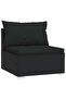 5 Piece Garden Lounge Set with Cushions Poly Rattan Black - 4