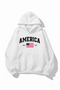 Unisex Soft Textured America Printed Design Oversized 3 Thread Hoodie Sweatshirt
