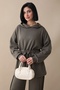 Drawstring Waist Khaki Two-Piece Set - 2
