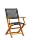 Garden Chairs 2 pcs Black Solid Wood Acacia and Poly Rattan - 2