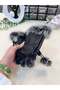 Plush Fur Detailed Stoned Ankle Warm Fingerless Cutout Gloves - 3