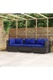 3-Seater Sofa with Cushions Grey Poly Rattan