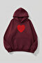 Unisex Soft Textured Heart Trace B Printed Design O Oversized 3 Thread Hoodie Sweatshirt