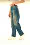 Dody Blue Baggy Tinted Buckle Detail Loose Fit Wide Leg Comfortable Baggy Jean Denim Casual Women's Pants - 2