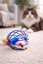 Cat Toy Caged Plush Mouse with Bell Furry Ball Toy Fun Hunting Toy for Cats