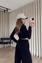 Black Wide Leg High Waist Elastic Waistband Trousers - 3