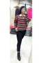 Women's Striped Polo Neck Sweater - 3