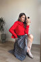 Red Shawl Detailed Knitwear Sweater - 3