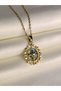Pearlescent Compass Gold Steel Necklace Non-Tarnish Stainless Steel Thin Chain Exquisite Trendy Gift North Star - 2