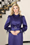 Satin Evening Dress with Buckle Detail - 4