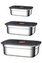 3 Pieces Steel 850-1500-2200 ml Food Fruit Meat Refrigerator Nutrition Storage Container