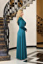 Satin Stone Evening Dress - 3