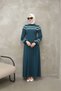 Women's Elegance Striped Long Blue Hijab Dress - New Season