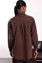 Brown Velvet Striped Oversized Shirt - 5000 - 5