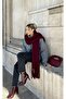 Women's Burgundy Soft Textured Scarf Shawl Shl1000 - 4