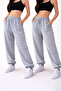 2-Piece High Waist Winter Fleece-Lined Unisex Full-Fit Elastic Leggings Sweatpants