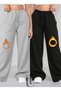Winter Fleece-Lined Women's 2-Piece (Black + Grey) Sweatpants with Cotton Inside, Loose Fit, Baggy, Plus Size, with Pockets
