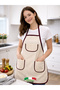 Linen Fabric Kitchen Apron with Pockets Minimal Cooking Apron Daily Women's Cooking Apron Mother's Apron