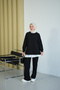 Women's Basic Set with Corded Fabric Zippers on the Sides Black - 4