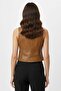 Taba Carla Crocodile Look Green Genuine Leather Women's Vest - 3
