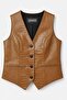 Taba Carla Crocodile Look Green Genuine Leather Women's Vest - 4