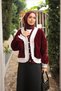 Burgundy Pleated Angora Soft Knit Cardigan with Stone Detail