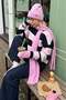 Pink Crew Neck Striped Knitwear Sweater Mg2643 - 3