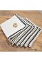 Natural Linen Cream Black Striped Napkin Set [6-Piece with Buckle Gift] - 4