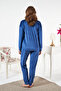 Women's Velvet Pajama Set 25384 Light Navy Blue - 3