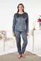 Women's Velvet Printed Pajama Set 25381 Anthracite - 2