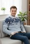 Men's Crew Neck Geometric Pattern Sweater - 3