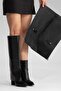 Aja Black Leather Women's Thick Heeled Boots That Can Be Used as Boots - 2