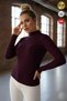 Women's Plum Extra Flexible Corded Fabric Half Fisherman High Neck Woven Slim Knitwear Sweater Body Blouse - 3