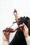 New Season Faux Leather Comfortable Color Burgundy Thin Heel 7cm