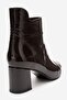 Gael Brown Wrinkled Patent Leather Genuine Leather Women's Thick Heeled Boots - 4
