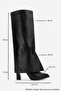 Aja Black Leather Women's Thick Heeled Boots That Can Be Used as Boots - 3