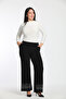 Plus Size Women's Trousers with Stone Detail on the Cuffs - 2