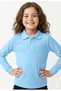 Children's Polo Neck Long Sleeve School T-Shirt Polo Fabric School Clothing - Baby Blue