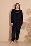 Plus Size Women's Velvet Pajama Set 25392 Black - 2