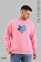 Unisex Long Sleeve Stitch and Angel Printed Crew Neck Hoodless Fleece-Lined Oversized Sweatshirt - 4