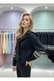 Women's Regular Fit Sleeves Knitwear Detailed Lined Hooded Short Boucle Cashmere Jacket M93196 - 3