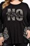 Plus Size Knitted Viscose Blouse with Stone Detail on the Front and Mesh Detail Black - 3