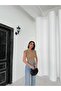 Double-Breasted Collar Side Shoulder Gipeli Cuff Waist Crepe Crop Blouse - 3