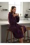 Purple Color Wellsoft Plush K Hooded Unisex Oversize Dressing Gown - 3