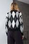 Diamond Patterned Polo Collar Knitwear Sweater - 4
