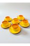 Decorative Stylish Design Tea-Coffee Cup Set in Yellow and Brown Colors for 6 People - 3