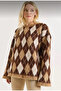 Women's Brown Sardonlu Baklava Pattern Knitwear Sweater Soft Textured Regular Fit -0027 - 3